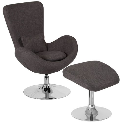 Alamont Home - Egg  Contemporary Fabric Chair and Ottoman Set - Dark Gray Fabric
