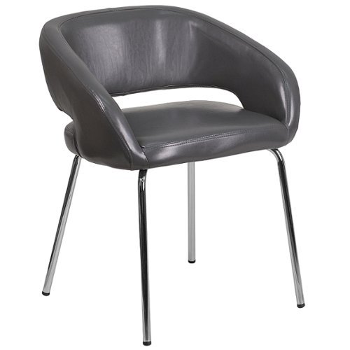Flash Furniture - Fusion Series Contemporary LeatherSoft Side Reception Chair with Chrome Legs - Gray