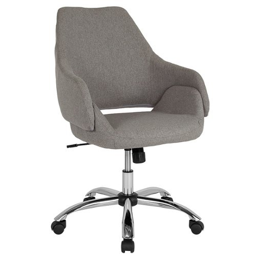 Flash Furniture - Madrid Home and Office Upholstered Mid-Back Office Chair with Wrap Style Arms - Light Gray Fabric
