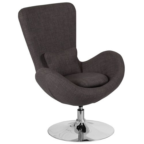Flash Furniture - Egg Series Side Reception Chair with Bowed Seat - Dark Gray Fabric