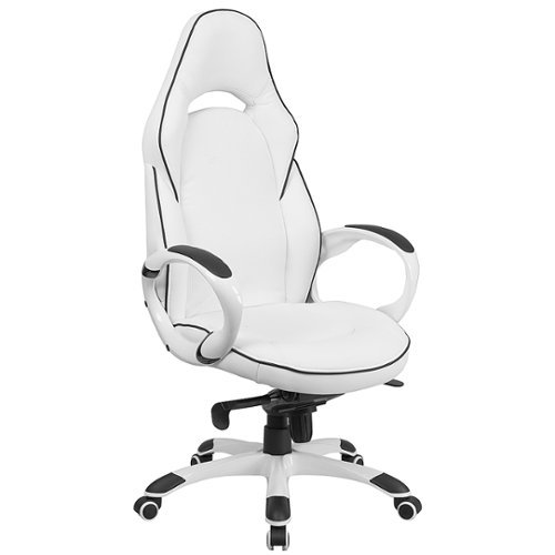 Flash Furniture - High Back Vinyl Executive Swivel Office Chair with Black Trim and Arms - White