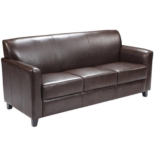 

Flash Furniture - Hercules Diplomat Contemporary 3-seat Leather/Faux Leather Reception Sofa - Brown