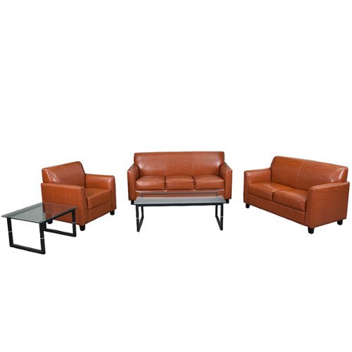 Alamont Home - Hercules Diplomat Series Contemporary 5-seat Leather/Faux Leather Reception Set - Cognac