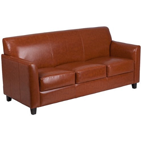 Alamont Home - Hercules Diplomat Series Contemporary 3-seat Leather/Faux Leather Reception Sofa - Cognac
