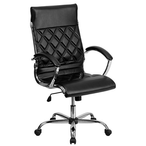 Flash Furniture - Merideth Contemporary Leather/Faux Leather Executive Swivel High Back Office Chair - Black