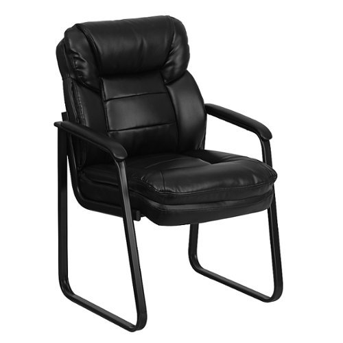 Flash Furniture - Isla  Contemporary Leather/Faux Leather Side Chair - Upholstered - Black LeatherSoft