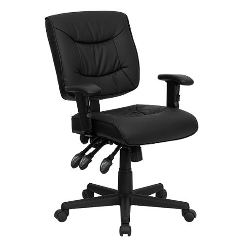 Flash Furniture - Mid-Back LeatherSoft Multifunction Swivel Ergonomic Task Office Chair with Adjustable Arms - Black