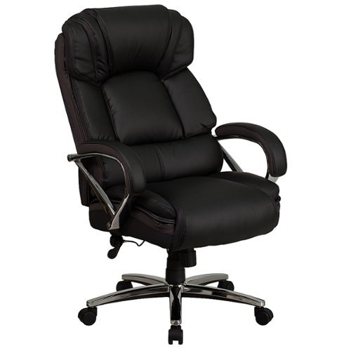 

Flash Furniture - Hercules Big & Tall 500 lb. Rated LeatherSoft Ergonomic Office Chair w/ Chrome Base - Black