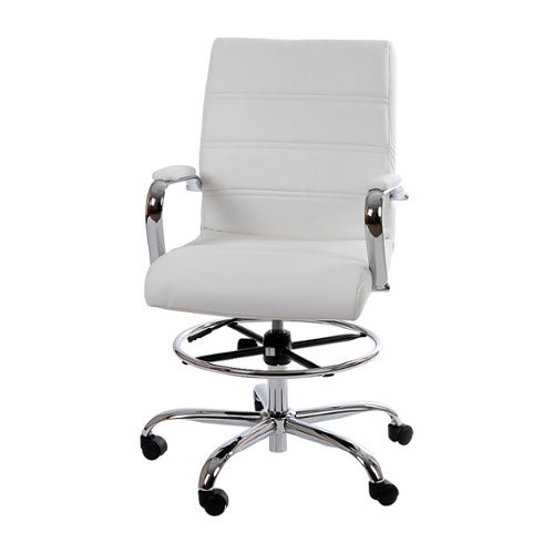 Alamont Home - Whitney Modern Leather/Faux Leather Drafting Chair - White
