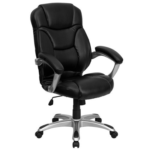 Flash Furniture - High Back Contemporary Executive Swivel Ergonomic Office Chair with Arms - Black LeatherSoft