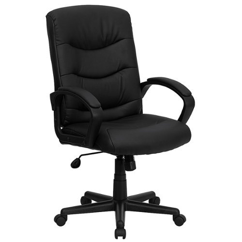 Flash Furniture - Mid-Back  Fabric Executive Swivel Office Chair with Three Line Horizontal Stitch Back and Arms - Black