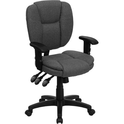 Flash Furniture - Mid-Back Multifunction Swivel Ergonomic Task Office Chair with Pillow Top Cushioning and Adjustable Arms - Gray Fabric