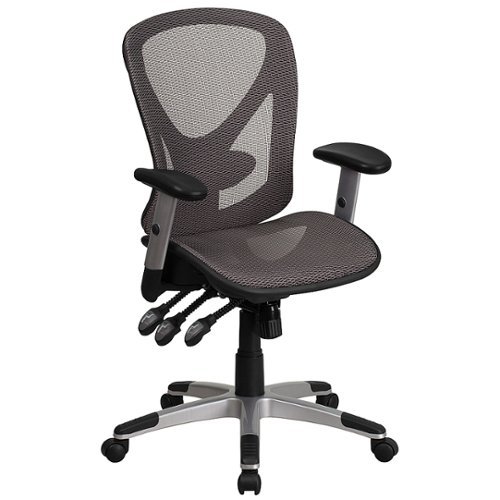 Flash Furniture - Mid-Back Transparent Mesh Multifunction Executive Swivel Ergonomic Office Chair with Adjustable Arms - Gray