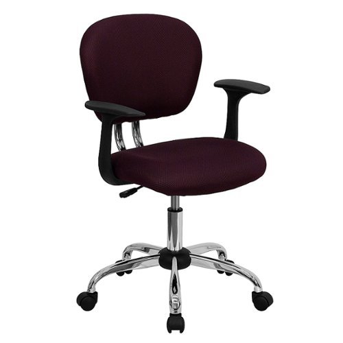 Flash Furniture - Mid-Back Mesh Padded Swivel Task Office Chair with Chrome Base and Arms - Burgundy