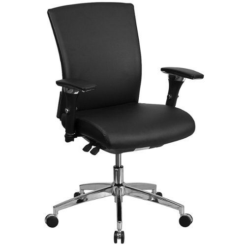 Flash Furniture - HERCULES Series 24/7 Intensive Use 300 lb. Rated Multifunction Ergonomic Office Chair with Seat Slider - Black LeatherSoft
