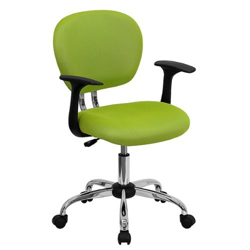 Flash Furniture - Mid-Back Mesh Padded Swivel Task Office Chair with Chrome Base and Arms - Apple Green