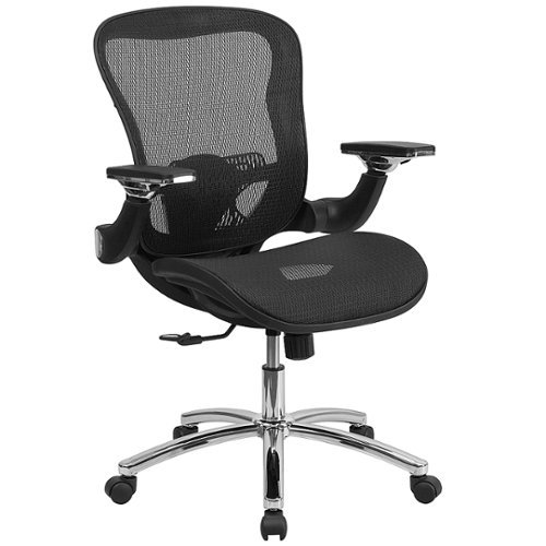 Flash Furniture - Mid-Back Transparent Mesh Executive Swivel Ergonomic Office Chair with Synchro-Tilt and Height Adjustable Flip-Up Arms - Black