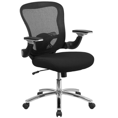 Flash Furniture - Mid-Back Mesh Executive Swivel Ergonomic Office Chair with Height Adjustable Flip-Up Arms - Black