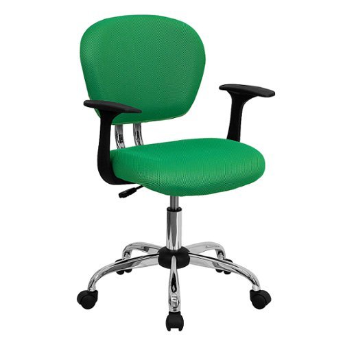 Flash Furniture - Mid-Back Mesh Padded Swivel Task Office Chair with Chrome Base and Arms - Bright Green