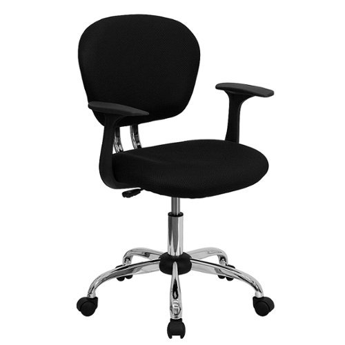 Flash Furniture - Mid-Back Mesh Padded Swivel Task Office Chair with Chrome Base and Arms - Black