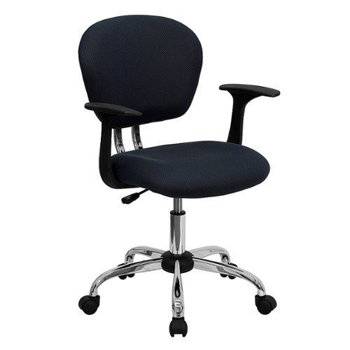 Flash Furniture - Mid-Back Mesh Padded Swivel Task Office Chair with Chrome Base and Arms - Gray