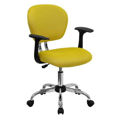 Flash Furniture - Mid-Back Mesh Padded Swivel Task Office Chair with Chrome Base and Arms - Yellow