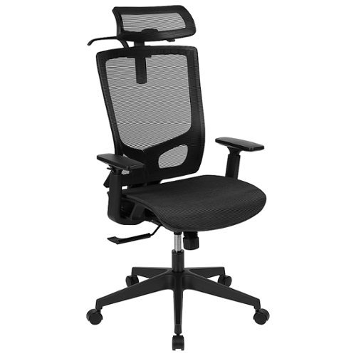Flash Furniture - Ergonomic Mesh Office Chair-Synchro-Tilt, Pivot Headrest, Adjustable Arms - Black
