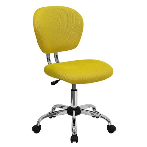 Flash Furniture - Mid-Back Mesh Padded Swivel Task Office Chair with Chrome Base - Yellow