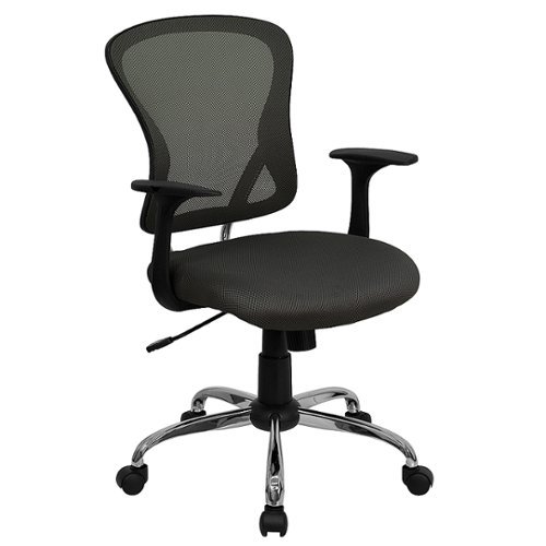 Flash Furniture - Mid-Back Mesh Swivel Task Office Chair with Chrome Base and Arms - White