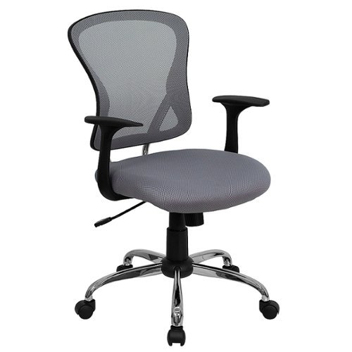 Flash Furniture - Mid-Back Mesh Swivel Task Office Chair with Chrome Base and Arms - Gray