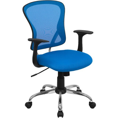 Flash Furniture - Mid-Back Mesh Swivel Task Office Chair with Chrome Base and Arms - Blue
