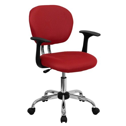 Flash Furniture - Mid-Back Mesh Padded Swivel Task Office Chair with Chrome Base and Arms - Red