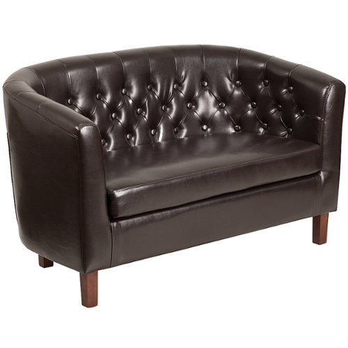 

Flash Furniture - Hercules Colindale Traditional 2-seat Leather/Faux Leather Reception Loveseat - Brown