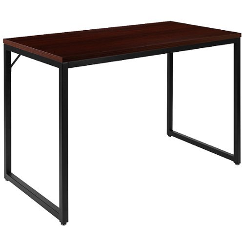 Flash Furniture - Tiverton Collection Rectangle Industrial Laminate  Office Desk - Mahogany Top/Black Frame