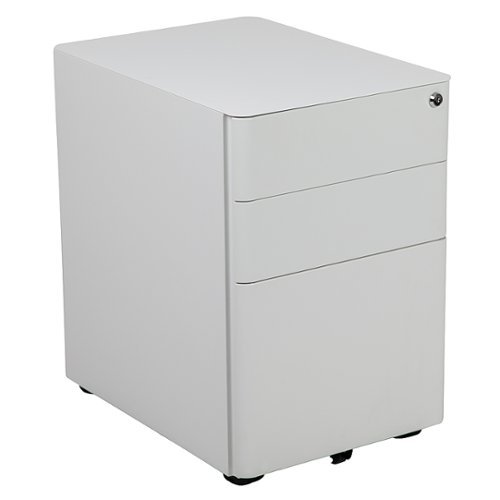 Flash Furniture - Modern 3-Drawer Mobile Locking Filing Cabinet Storage Organizer - White