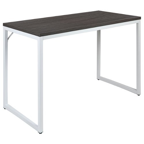 Flash Furniture - Industrial Modern Desk-47"L Commercial Grade Home Office Desk - Rustic Gray Top/White Frame