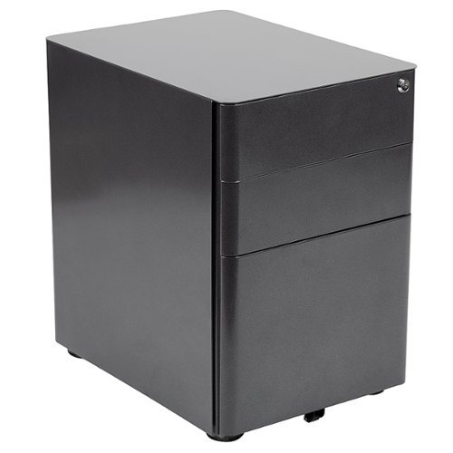 Flash Furniture - Modern 3-Drawer Mobile Locking Filing Cabinet Storage Organizer - Black