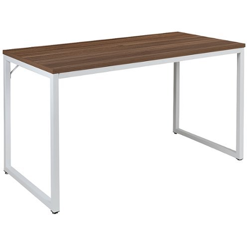 Flash Furniture - Tiverton Collection Rectangle Industrial Laminate  Office Desk - Walnut Top/White Frame