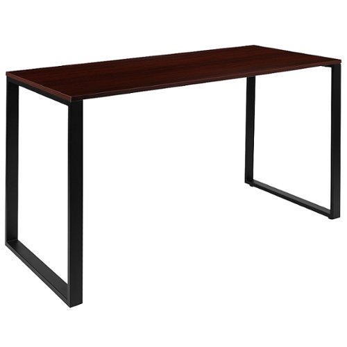Flash Furniture - Modern Commercial Grade Desk Industrial Style Computer Desk Sturdy Home Office Desk - 55" Length - Mahogany