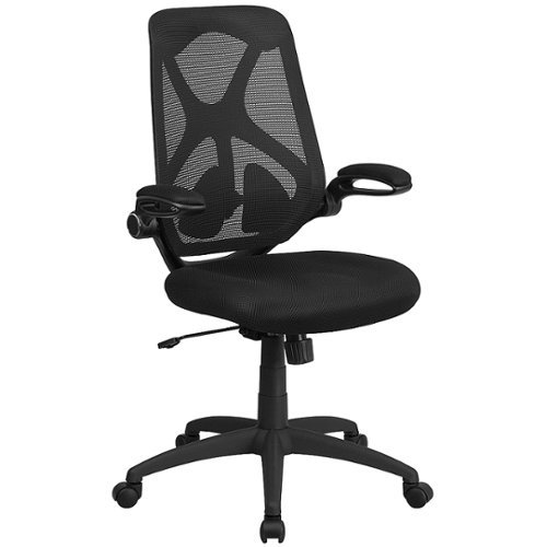 Flash Furniture - High Back Mesh Executive Swivel Ergonomic Office Chair with Adjustable Lumbar, 2-Paddle Control and Flip-Up Arms - Black