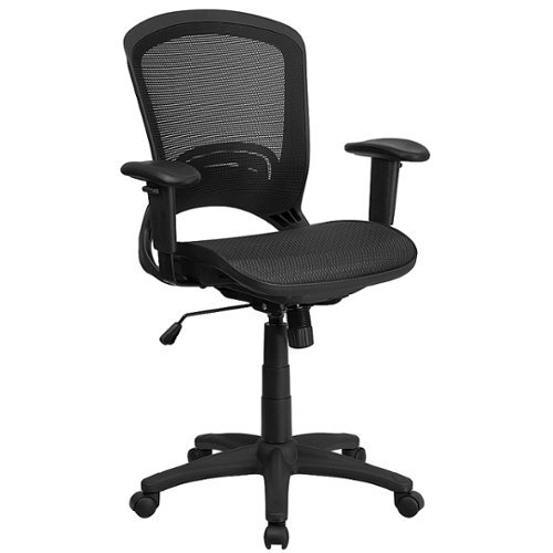 Flash Furniture - Mid-Back Transparent Mesh Executive Swivel Office Chair with Adjustable Arms - Black