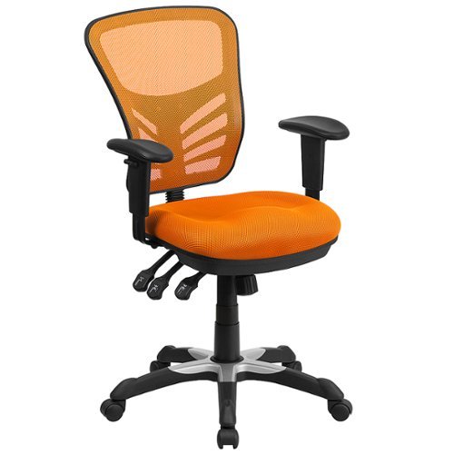 Flash Furniture - Mid-Back Mesh Multifunction Executive Swivel Ergonomic Office Chair with Adjustable Arms - Orange