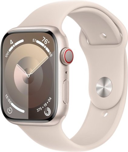 Apple Watch Series 9 (GPS + Cellular) 45mm Starlight Aluminum Case with Starlight Sport Band with Blood Oxygen - M/L - Starlight (AT&T) - (2023)-Front_Standard 