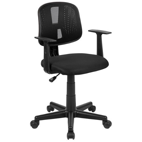 Flash Furniture - Flash Fundamentals Mid-Back Mesh Swivel Task Office Chair with Pivot Back and Arms, BIFMA Certified - Black
