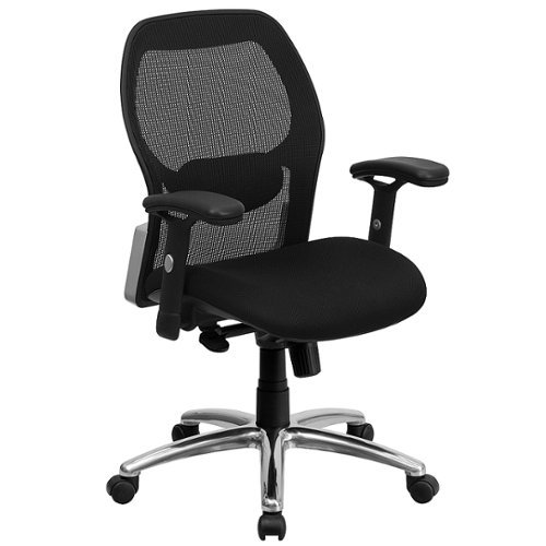 Flash Furniture - Mid-Back Super Mesh Executive Swivel Office Chair with Knee Tilt Control and Adjustable Arms - Black Mesh