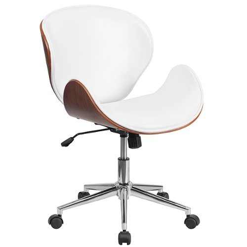 

Flash Furniture - Tana Contemporary Leather/Faux Leather Executive Swivel Office Chair - White LeatherSoft/Walnut Frame