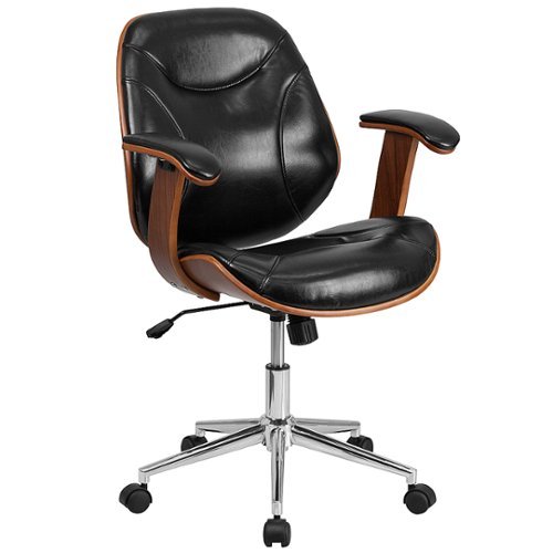 

Flash Furniture - Tansia Contemporary Leather/Faux Leather Executive Swivel Office Chair - Black