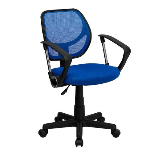 Flash Furniture - Low Back Mesh Swivel Task Office Chair with Curved Square Back and Arms - Blue