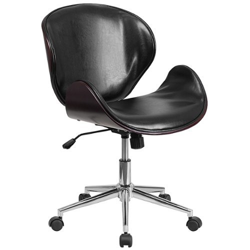 

Flash Furniture - Tana Contemporary Leather/Faux Leather Executive Swivel Office Chair - Black LeatherSoft/Mahogany Frame
