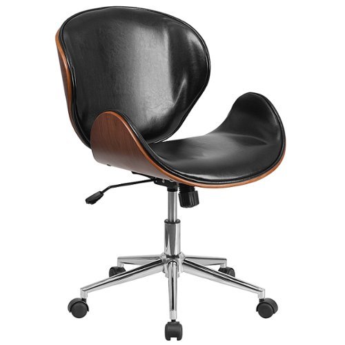 

Flash Furniture - Tana Contemporary Leather/Faux Leather Executive Swivel Office Chair - Black LeatherSoft/Walnut Frame